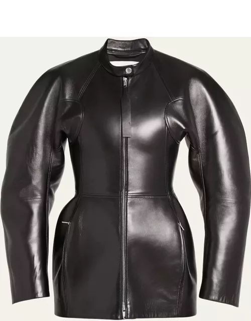 Circle-Cut Leather Jacket