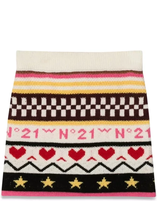 n°21 allover jacquard knit skirt