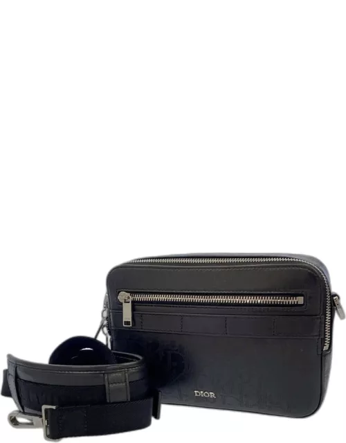 Dior Black Leather Oblique Galaxy Shoulder Bag