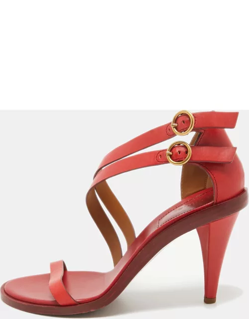 Chloe Red Leather Double Ankle Strap Niko Sandal