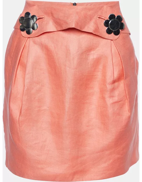See by Chloé Coral Pink Linen Mini Skirt