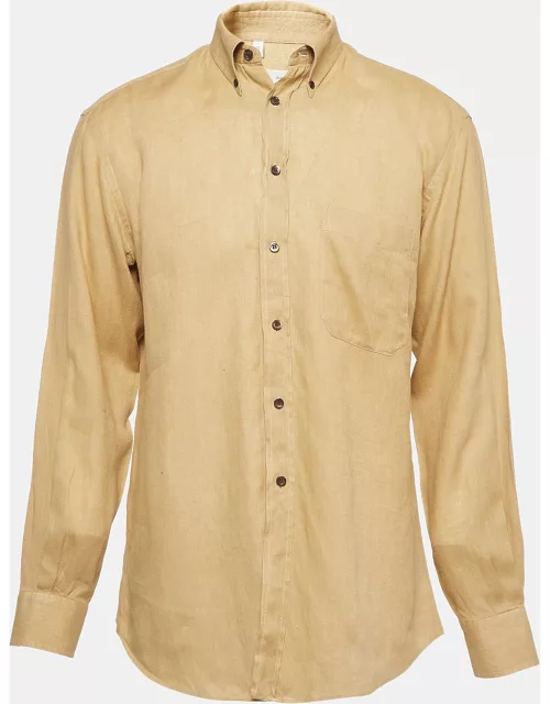 Ermenegildo Zegna Yellow Linen Button Front Shirt