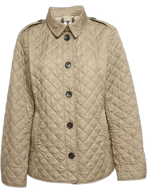Burberry Brit Beige Synthetic Diamond Quilted Ashurst Jacket