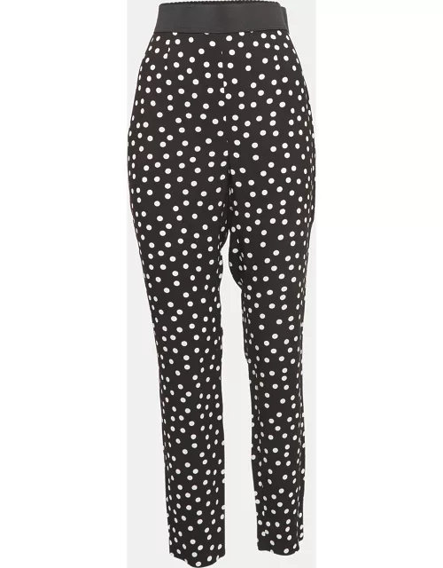 Dolce & Gabbana Black Dotted Crepe Pants