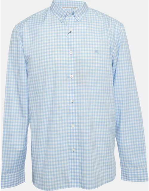 Burberry London Blue Checked Cotton Long Sleeve Shirt