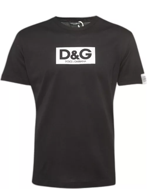 Dolce & Gabbana Black Logo Print Cotton Re-Edition T-Shirt