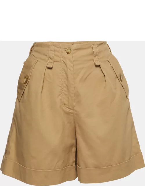 Maje Beige Cotton High Waist Shorts