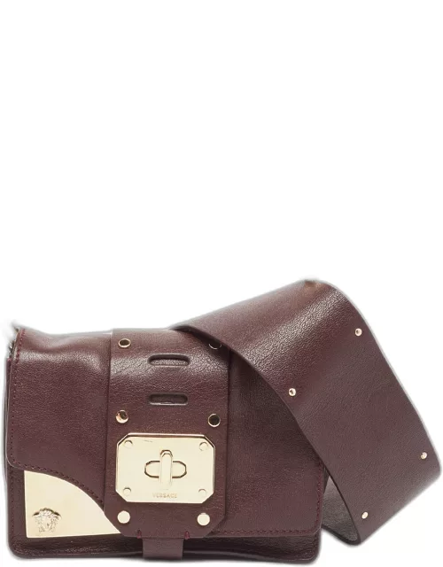 Versace Burgundy Leather Stardvst Crossbody Bag