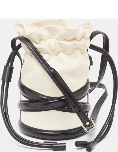 Alexander McQueen Black/White Leather The Soft Curve Bucket Bag