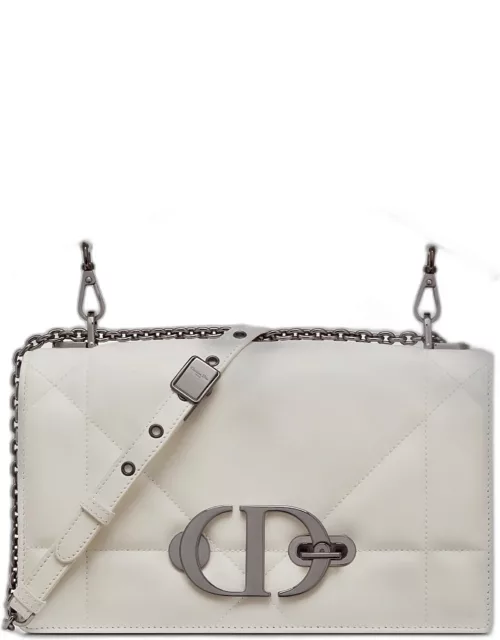 Christian Dior White Lambskin 30 Montaigne Chain Bag With Handle