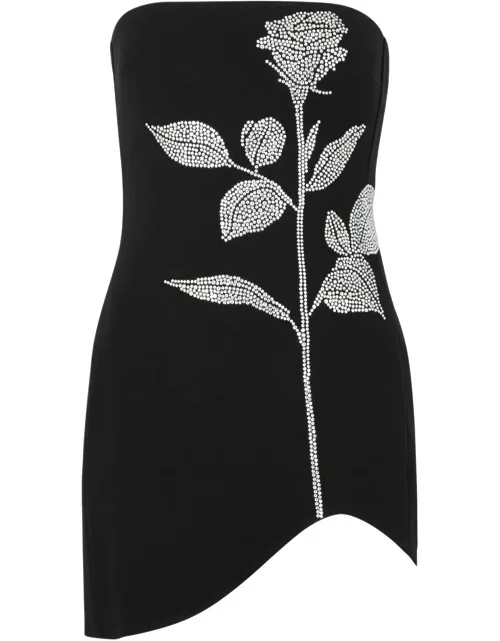 David Koma Crystal-embellished Stretch-cady Mini Dress - Black And Silver - 10 (UK10 / S)