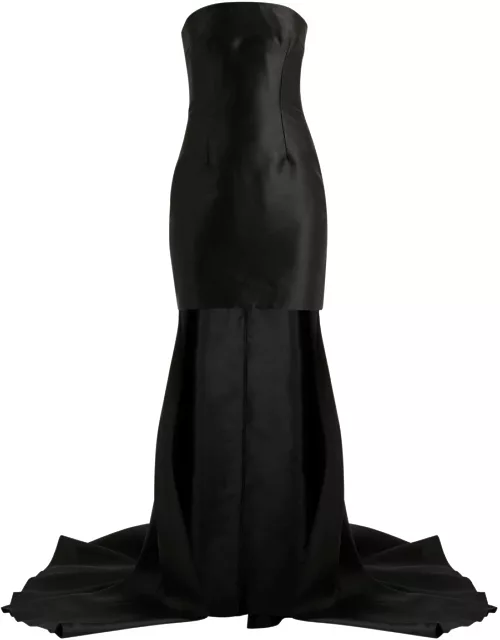 Solace London Neva Strapless Satin Mini Dress - Black - 12 (UK12 / M)
