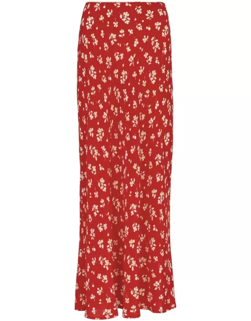 Rixo Ardith Floral-print Silk Midi Skirt - Red - XS (UK 8 / XS)