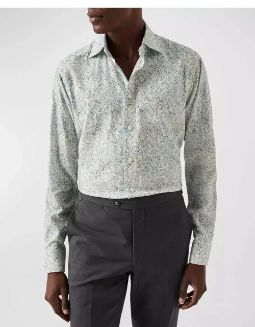 Men's Contemporary Fit Paisley Cotton Tencel Shirt
