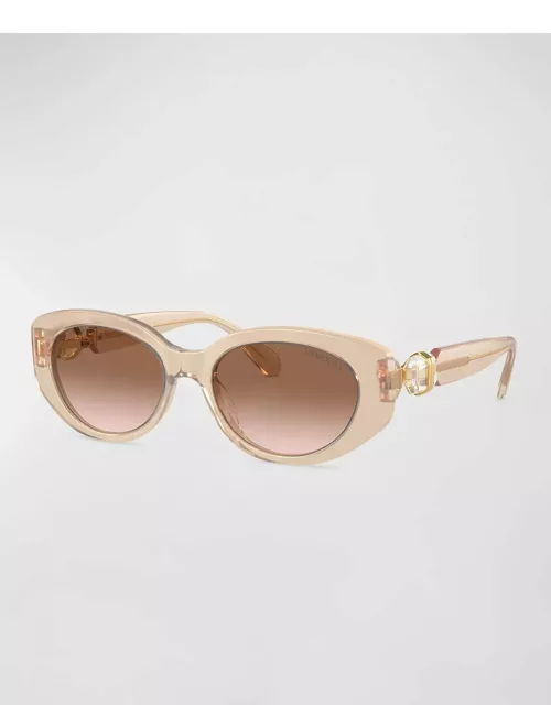 Imber Crystal Embellished Acetate Oval Sunglasse
