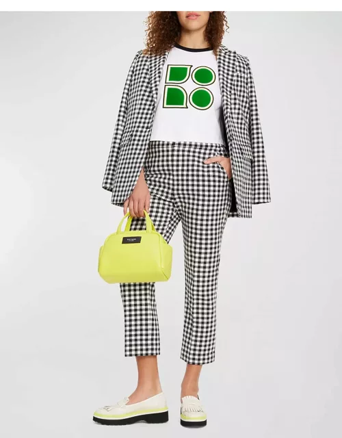spring cropped gingham-print twill pant