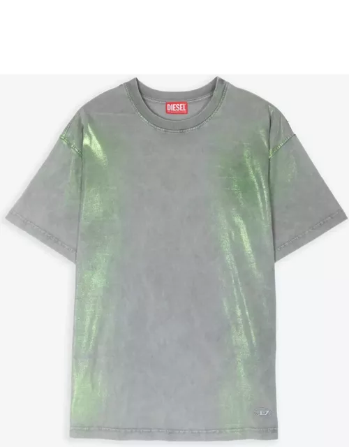 Diesel T-buxt Grey viscose jersey t-shirt with green metallic finiture - T Buxt