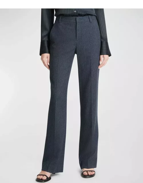 Pinstripe Wool-Blend Flannel Trouser