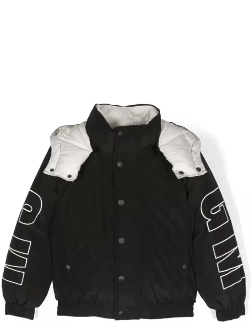 MSGM Black And White Puffer Jacket With Logo
