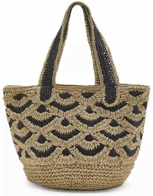 Malìparmi Shopping Bag In Hand-woven Two-tone Raffia