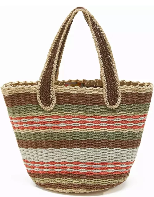Malìparmi Shopping Bag In Hand-woven Multicolored Raffia
