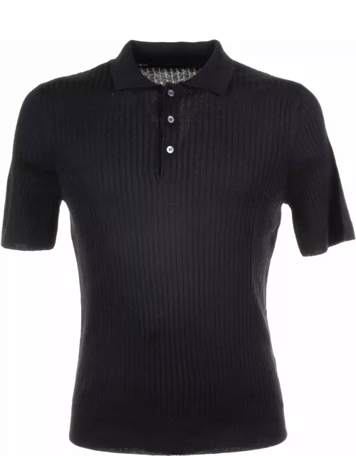 Tagliatore Black Short-sleeved Polo Shirt
