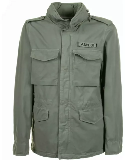 Aspesi Sage Green 4-pocket Jacket With Button