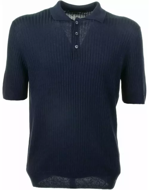 Tagliatore Navy Blue Short-sleeved Polo Shirt