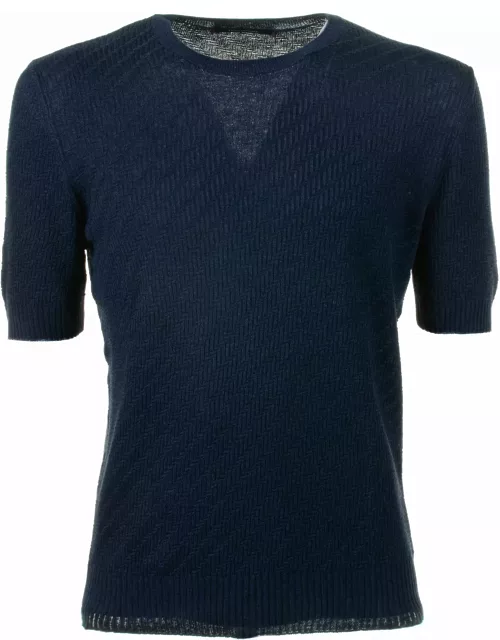 Tagliatore Blue Knitted T-shirt
