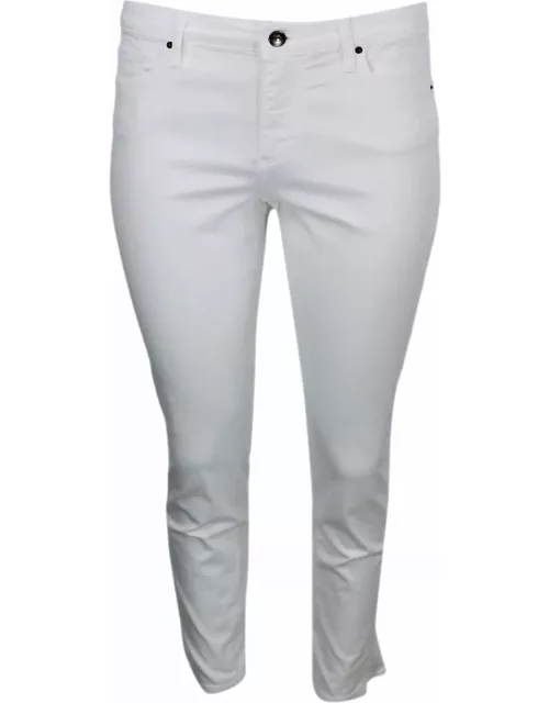 Armani Collezioni 5-pocket Trousers In Soft Stretch Cotton Super Skinny Capri. Zip And Button Closure.
