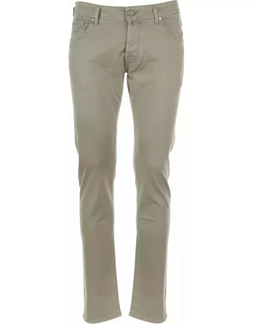 Jacob Cohen Khaki 5-pocket Trousers In Cotton