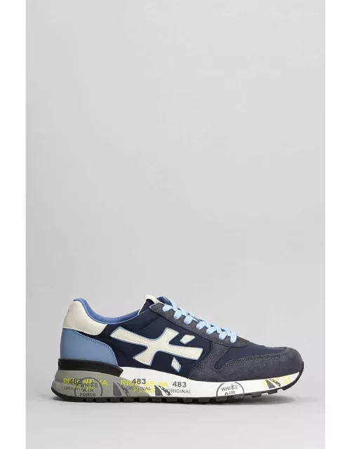 Premiata Mick Sneakers In Blue Suede And Fabric