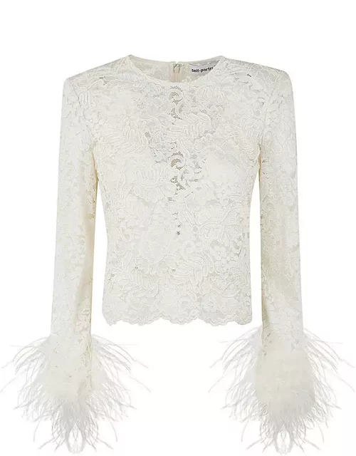 self-portrait Lace-detailed Long-sleeved Top