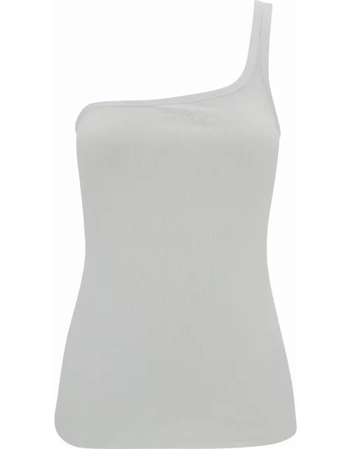 Isabel Marant White One-shoulder Ribbed Top In Cotton Jersey Woman