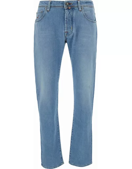 Jacob Cohen Light Blue Slim Jeans In Cotton Man
