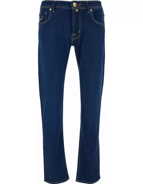 Jacob Cohen Blue Slim Jeans In Mixed Cotton Man