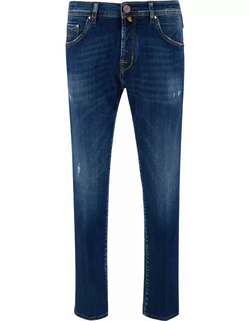 Jacob Cohen Blue Slim Jeans In In Cotton Blend Man