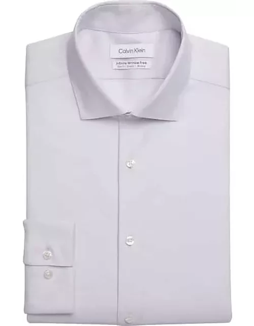 Calvin Klein Men's Slim Fit Spread Collar Mini Texture Dress Shirt Lilac Check