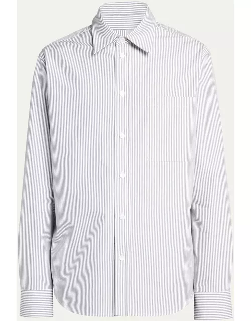 Men's Striped Dress Shirt with Large Pocket