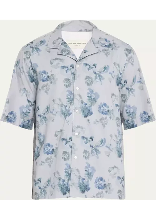 Men's Eren Flower-Print Camp Shirt