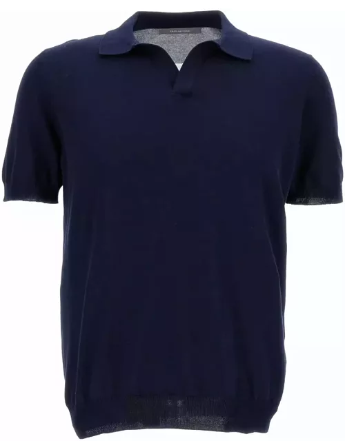 Tagliatore Blue Crewneck T-shirt In Silk Man