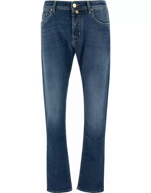 Jacob Cohen Blue Slim Five-pocket Jeans In Cotton Denim Man