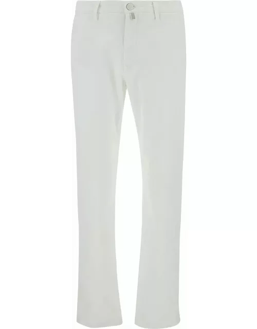 Jacob Cohen bobby Slim White Pants With Logo Patch In Cotton Man
