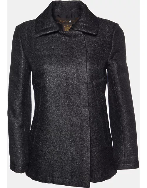 Louis Vuitton Black Lurex Wool Pea Coat