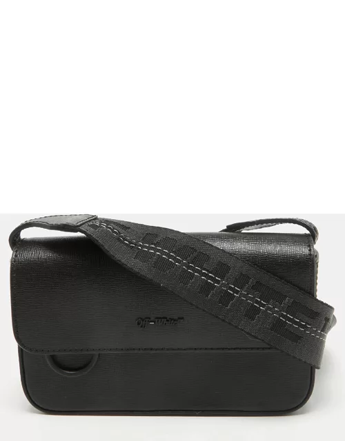 Off-White Black Leather Mini Flap Crossbody Bag