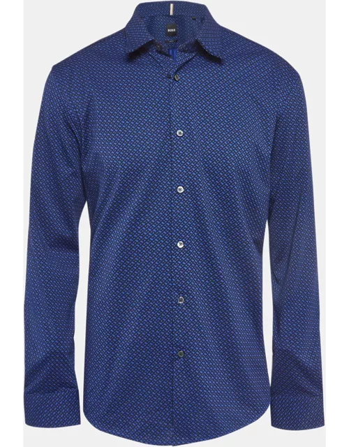 Boss By Hugo Boss Blue B Monogram Cotton Blend Slim Fit Shirt