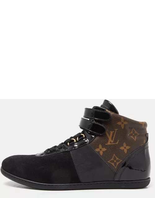 Louis Vuitton Black/Brown Suede Patent Leather and Monogram Canvas Move Up Sneaker