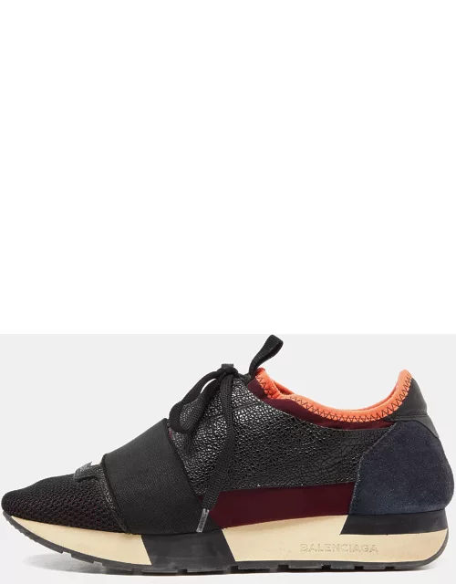Balenciaga Tri Color Leather Suede and Mesh Race Runner Sneaker