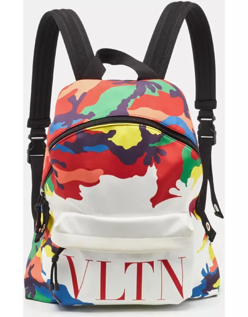Valentino Multicolor Camo Print Nylon VLTN Logo Backpack