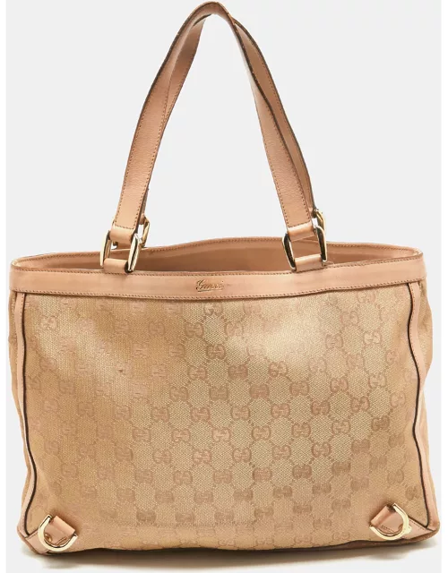 Gucci Dusty Pink/Gold GG Lurex Fabric and Leather Tote